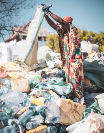 Caption: Plastic waste sorting at Lamu material recovery centre, Kenya. Image by Umber Studios.