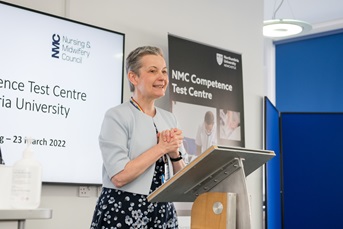 Andrea Sutcliffe, Chief Executive and Registrar of the Nursing and Midwifery Council officially opening the new centre