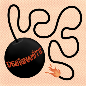 Caption: Logo for the Designamite podcast from Northumbria School of Design.