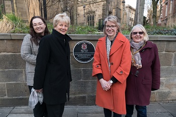 Caption:From left-right: Northumbria University postgraduate researcher Daisy Winter; Jane Hedges, Acting Dean of Newcastle; Dr Claudine van Hensbergen, of Northumbria University; and the Sheriff of Newcastle, Councillor Veronica Dunn.