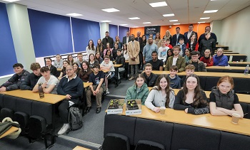Caption:Pupils from Carmel College, pictured with staff from Jacobs and Northumbria University during their recent visit