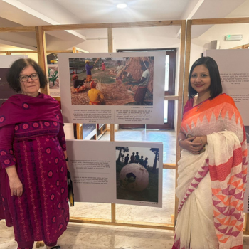Caption: Janet Clark, Research Fellow from Northumbria University, with Sumana Banerjee from Jadavpur University.