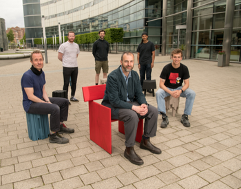 Caption: Northumbria University staff and alumni have prepared work for the exhibition at Aydon Castle. L-R: Rickard Whittingham, Josh South, Philip Luscombe, Anthony Forsyth, Mac Collins and Joe Franc. 