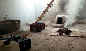 Caption:One of the experiments in the replica house at Çatalhöyük
