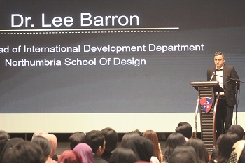 Caption:Dr Lee Barron presenting the awards at the LSPR Film Festival