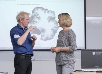 Caption:Prof. Hilmar Gudmundsson with Prof. Christine Hvidberg