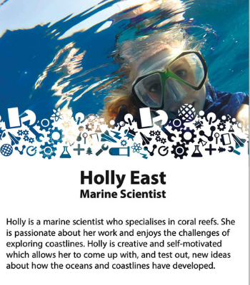 Caption: Information on Dr Holly East from Northumbria University was one of the Scientist or STEM professionals of the week shared with children.