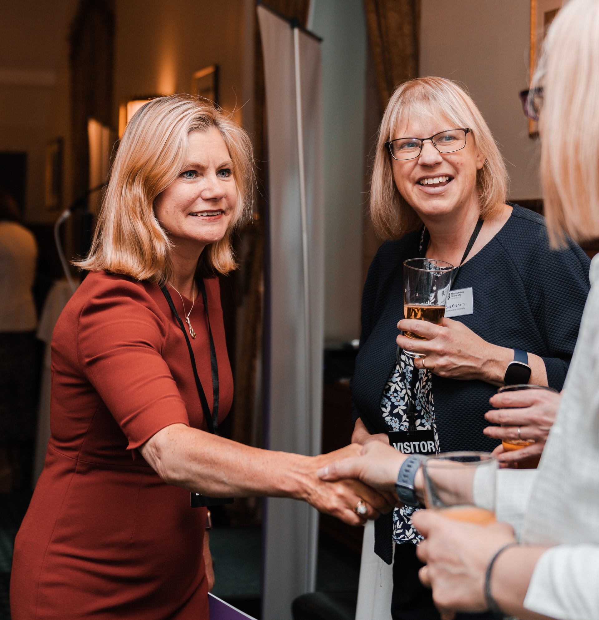 Justine Greening with Northumbria University Economic Development Manager Sue Graham at the white paper launch event in London
