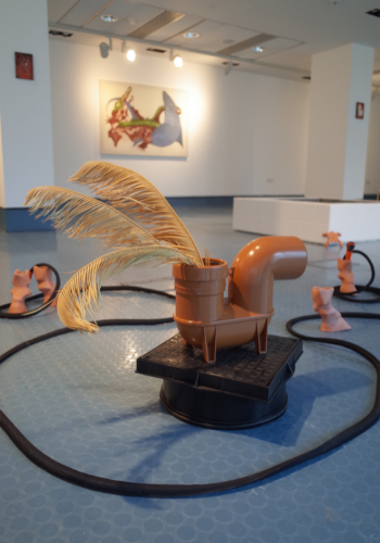 Caption: Chika Annen won the Woon Prize in 2019. Her exhibition, Meta-Playground, contains painting and sculpture.