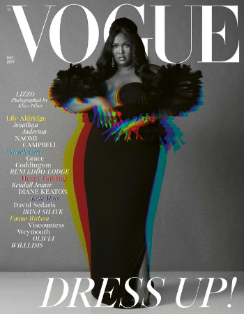 Caption: Alec Maxwell’s British Vogue December 2019 cover featuring American singer and performer, Lizzo.