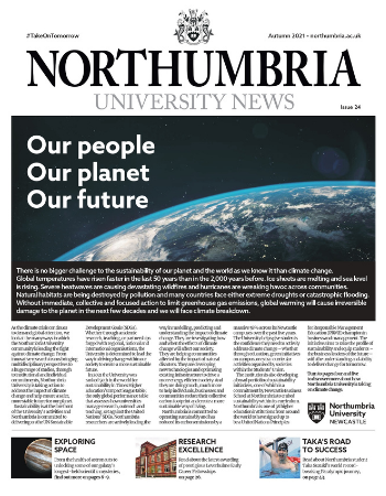Caption: Northumbria University News, Autumn 2021 edition.