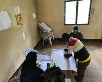 Caption: Participatory mapping workshop in Tanzania during 2021 as part of Northumbria's research with VSO. Photo by Egidius Kamanyi.