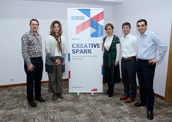 Caption:From l-r: Mark Bailey, of Northumbria University; Anush Begloian, MP and Member of the Standing Committee on Foreign Relations of the RA National Assembly; Arevik Saribekyan, British Council Armenia Director; Dr Nick Spencer, of Northumbria University; and Arman Arakelyan, Adjunct Lecturer at the College of Science and Engineering, American University of Armenia.