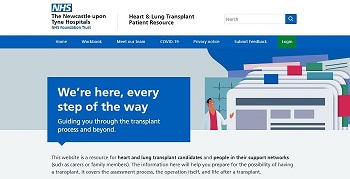 caption:A screenshot of the homepage of the new transplant patient website