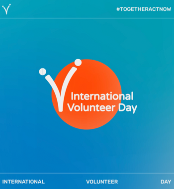 Caption: The UN logo for International Volunteer Day 2022.