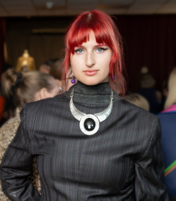 Caption: Northumbria student Pippy Harper helped to showcase some of the affordable, pre-loved clothing on offer. Photo by Phil Punton