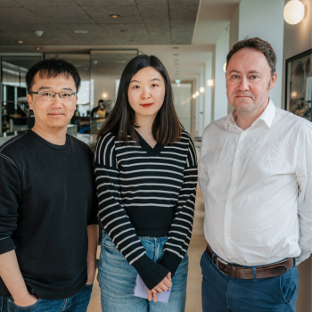 Caption: The project team, Research Assistant Mingyu Zhu, Dr Jiayi Jin and Professor Richard Laing are pictured while attending the Future Observatory workshop and presenting their research at the Design Museum, London.