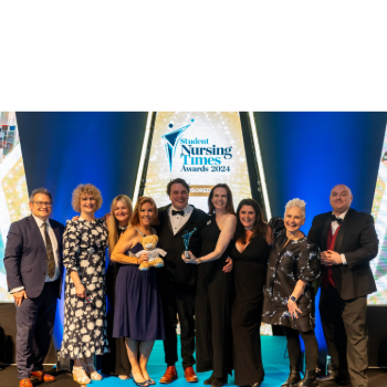 Caption: Northumbria University team collecting their award at the Student Nursing Times ceremony. 