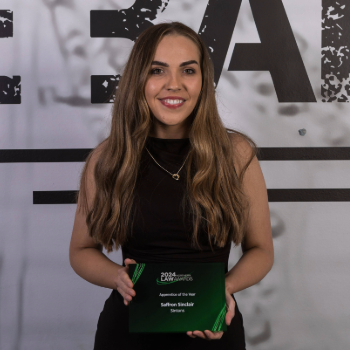 Caption: Solicitor Higher Apprenticeship student, Saffron Sinclair at the Northern Law Awards