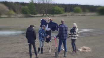 Caption:The crew of Husk pictured during filming