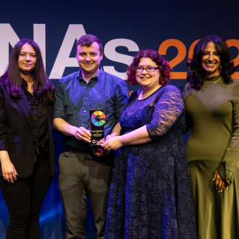Caption: Left to right: Antonia Furness from sponsor IT Capital; Joe Shimwell, Outreach Specialist from NUSTEM at Northumbria University; and Liz Ferguson, Northumberland Learning Lead at North East Museums; are pictured with the Science, Technology, Engineering and Mathematics (STEM) Initiative Award and host Ranvir Singh.