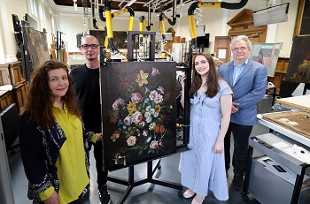 caption:From L-R: Nicky Grimaldi, Richard Mulholland and Elliot Keim of Northumbria University, and Bill Griffiths of North East Museums