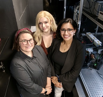 Caption:From l-r Dr Bethan Ford, Sophia Long, Dr Juna Sathian