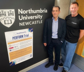 caption:L-R: Professor Ioannis Vogiatzis of Northumbria University and Paul Court, Chief Executive of Healthworks