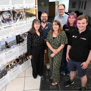 Caption: The NUSTEM team: Professor Carol Davenport; Dr Antonio Portas; Annie Padwick; Jonathan Sanderson; Mel Horan and Joe Shimwell.