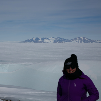 Caption:Dr Kate Winter in East Antarctica. Credit: Jacque Richon, IPF