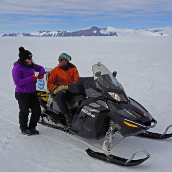 Caption:During her fieldwork, Dr Kate Winter worked alongside renowned polar explorer Alain Hubert, who founded the International Polar Foundation. Credit: Henri Robert, IPF