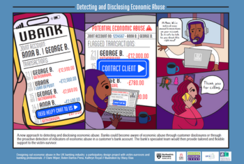 Caption: Designing Out Economic Abuse in the UK Banking Industry. Illustration by Stacy Bias.