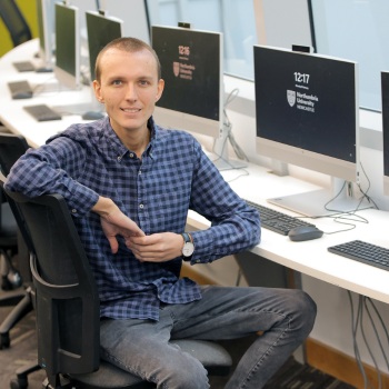 Caption: Sebastian Moore on campus