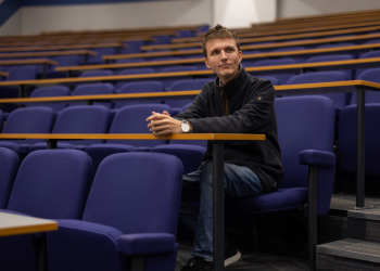 Caption: Sebastian Moore pictured on campus.