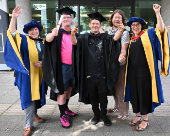 Caption: Dr Christina Cooper (left) and Professor Monique Lhussier (right) pictured with some of the graduates from the Public Involvement and Co-production of Research training modules at Northumbria University.