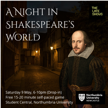 a poster featuring an image of shakespeare