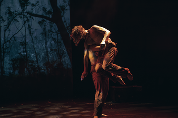 caption:The Other Side of Me by Gary Lang NT Dance Company at DanceX Festival, Arts Centre Melbourne 2025. Image by Gregory Lorenzutti. Pictured Chandler Connell and Alexander Abbot.
