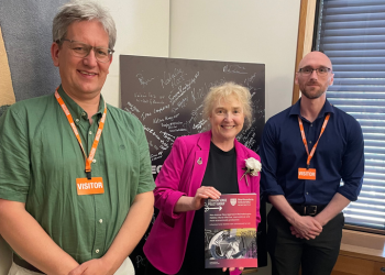 Caption: Professor Howard Reed, Irene Campbell MP, Chair of the All-Party Parliamentary Group on Phasing Out Animal Experiments in Medical Research, and Professor Elliott Johnson.
