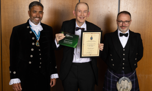 Caption: L-R: Ammar Mirza CBE, the High Sheriff of Tyne and Wear, Professor Michael Stockdale and William Ralston of Trinity Chambers