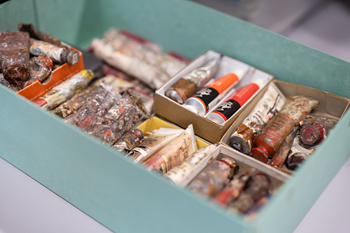 caption:Cornish's painting materials are among the items held by Northumbria University as part of the Norman Cornish archive.