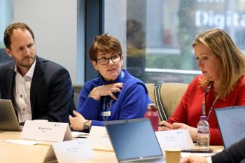 Caption:Roisin Currie CBE, Chief Executive of Greggs, was one of the business leaders attending the Universities UK roundtable discussion at Northumbria University