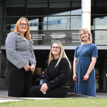 Caption:Pictured from left to right students Alicia Higginbottom and Ellie Wilkinson with Kerry Drabble, Clinical Supervising Lawyer at the Student Law Office 