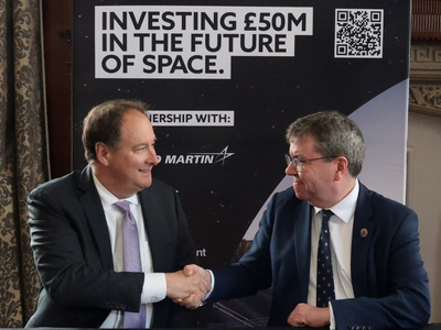 caption:Robert Lightfoot, President of Lockheed Martin Space and Professor Andy Long, Vice Chancellor and Chief Executive of Northumbria University 