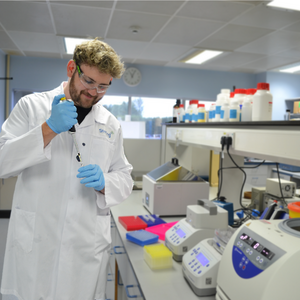 Greg Holgate performing biocatalysis in Sterling labs