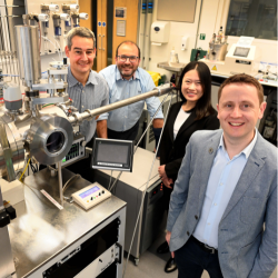 L-R:  Prof Guillaume Zoppi, Dr Vincent Barrioz, Dr Lu Xing and Prof Neil Beattie from the ReNU+ team at Northumbria University 