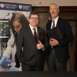 Professor Andy Long, Vice-Chancellor and Chief Executive of Northumbria University (L) and Dr Richard Liebowitz, Vice-Chancellor of St. George’s University.
