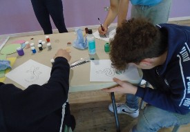 Students practising art