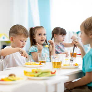 Children eating healthy food