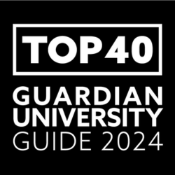 Guardian University Guide 2024, Top 40 text graphic.