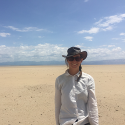 Dr Monika Markowska at what was Lake Chew Bahir in southern Ethiopia.
